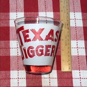 Vintage Red and White Texas Jigger Glass